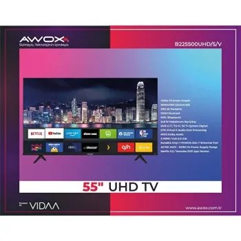 Awox B225500 55" 139 Ekran Uydu Alıcılı 4k Ultra Hd Vi̇daa Çerçevesiz Smart Led TV